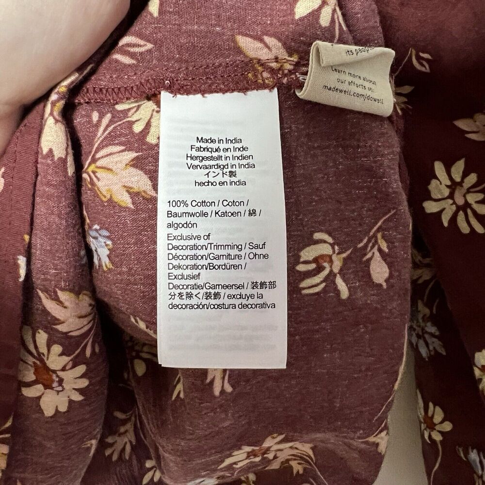 Madwell Top Womens Size 0 Smocked Floral Boho‎ Festival Crop Shirt - Picture 10 of 13